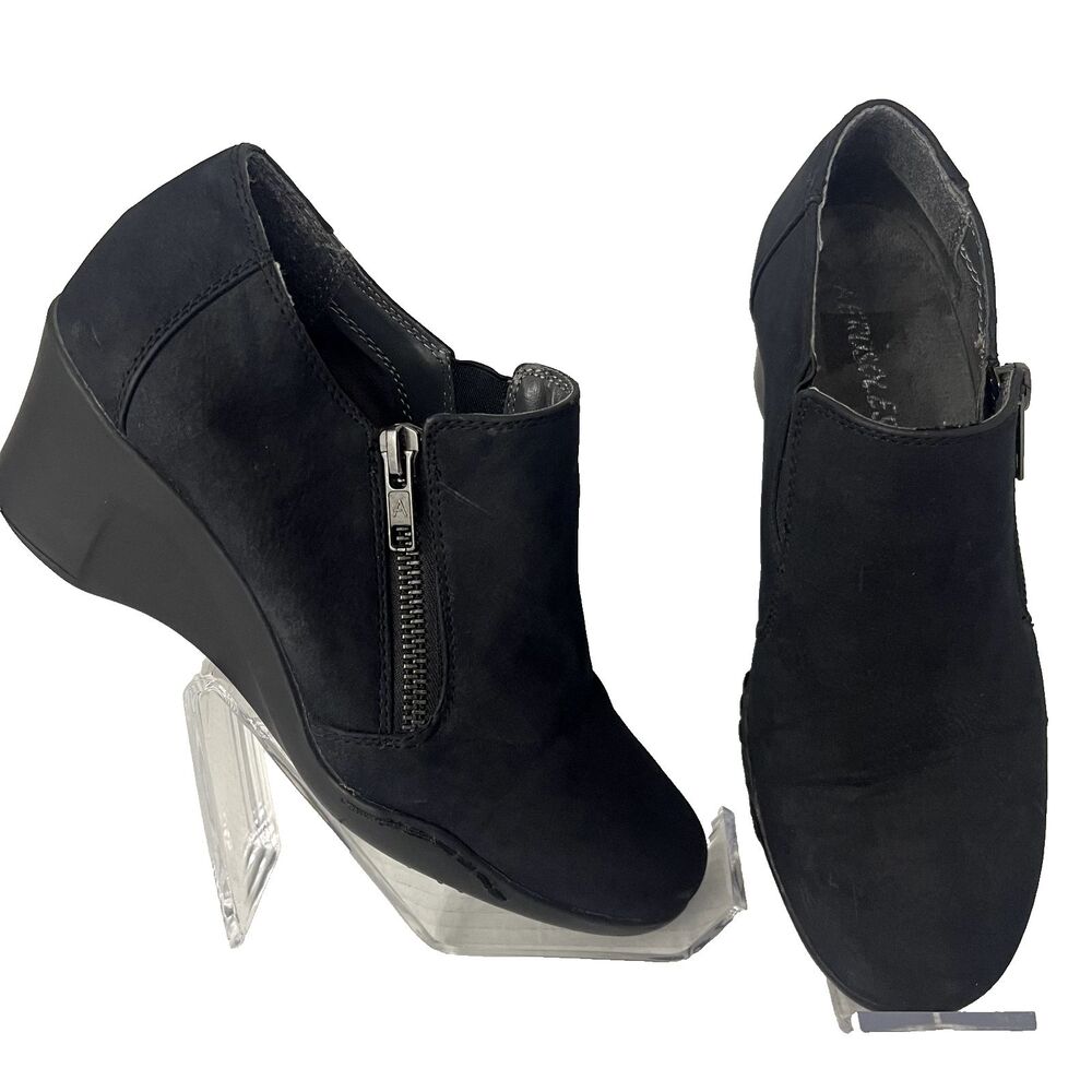 Aerosoles Boots Womens 6‎ Wedge Ankle Comfort Bootie Zip Black Suede